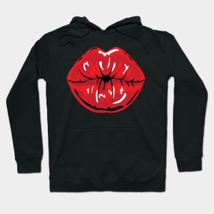 Red Lips, Kissing, Smooch, Pucker Up Design, Artwork, Vector, Graphic Hoodie